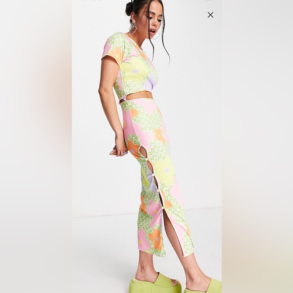 ASOS 2 in 1 midi dress in plaid and floral print